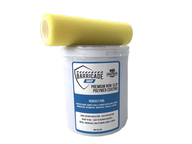 Barricade Grip Premium Non-Slip Polymer Coating Coatings Gray - Large Kit (1) Gallon + Roller Cover